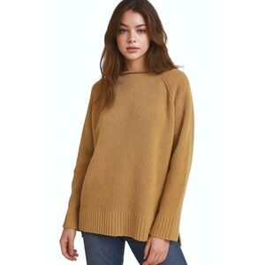 Vintage J. Peterman Co Sweater 100% Cotton Tan/Brown Knit Women's Size Medium